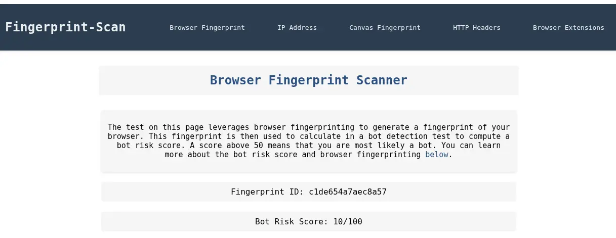 Fingerprint scan results